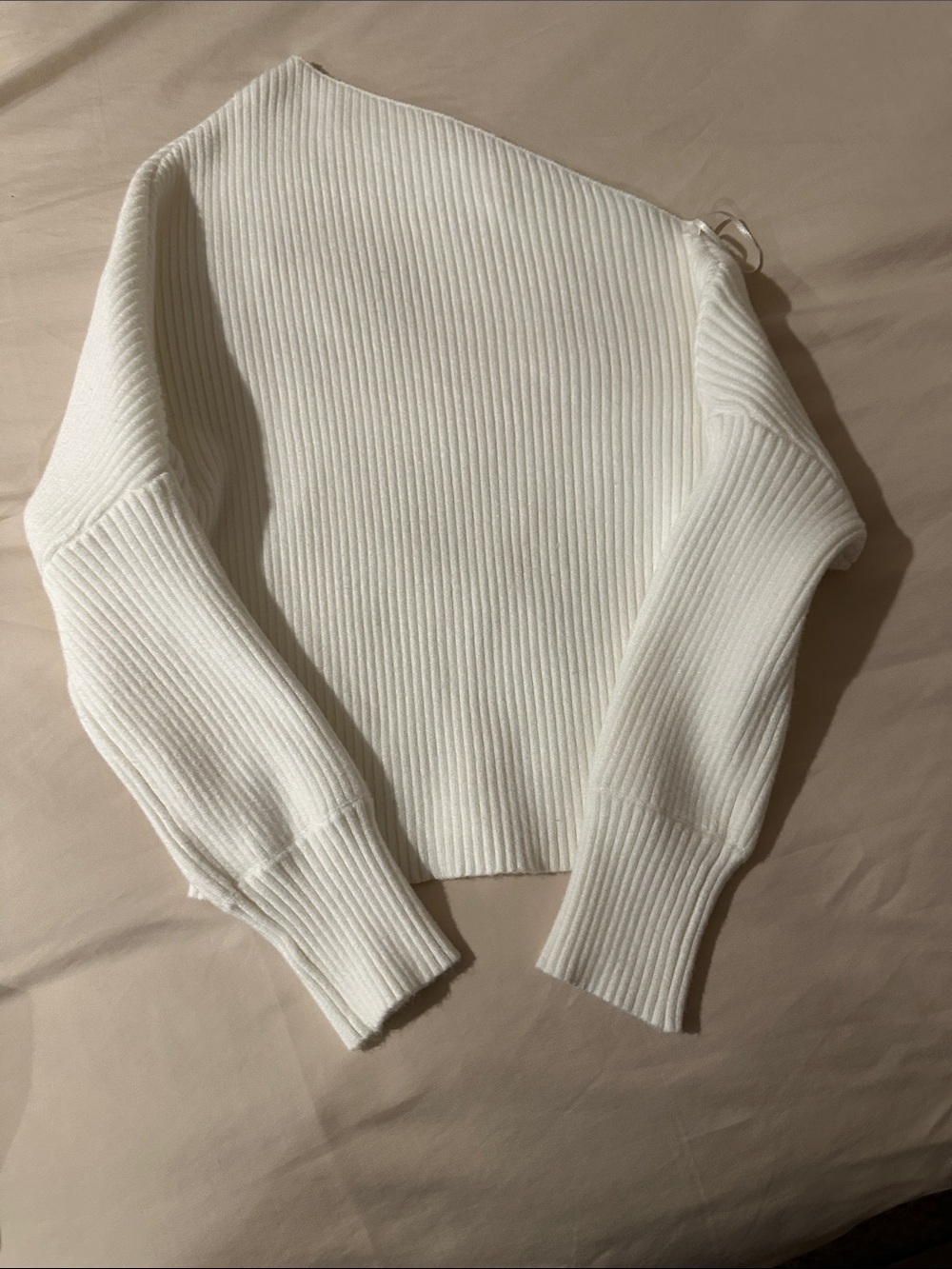 Line & Dot Cream Off-Shoulder Ribbed Sweater - Picture 5 of 5